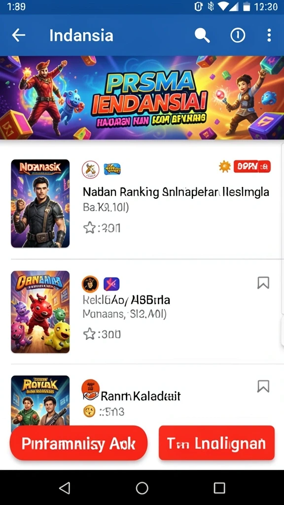 Leaderboards yang menunjukkan peringkat pemain.